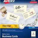Avery Clean Edge Printable Business Cards with Sure Feed Technology, 2" x 3.5", Ivory, 200 Blank Cards for Inkjet Printers (08876)