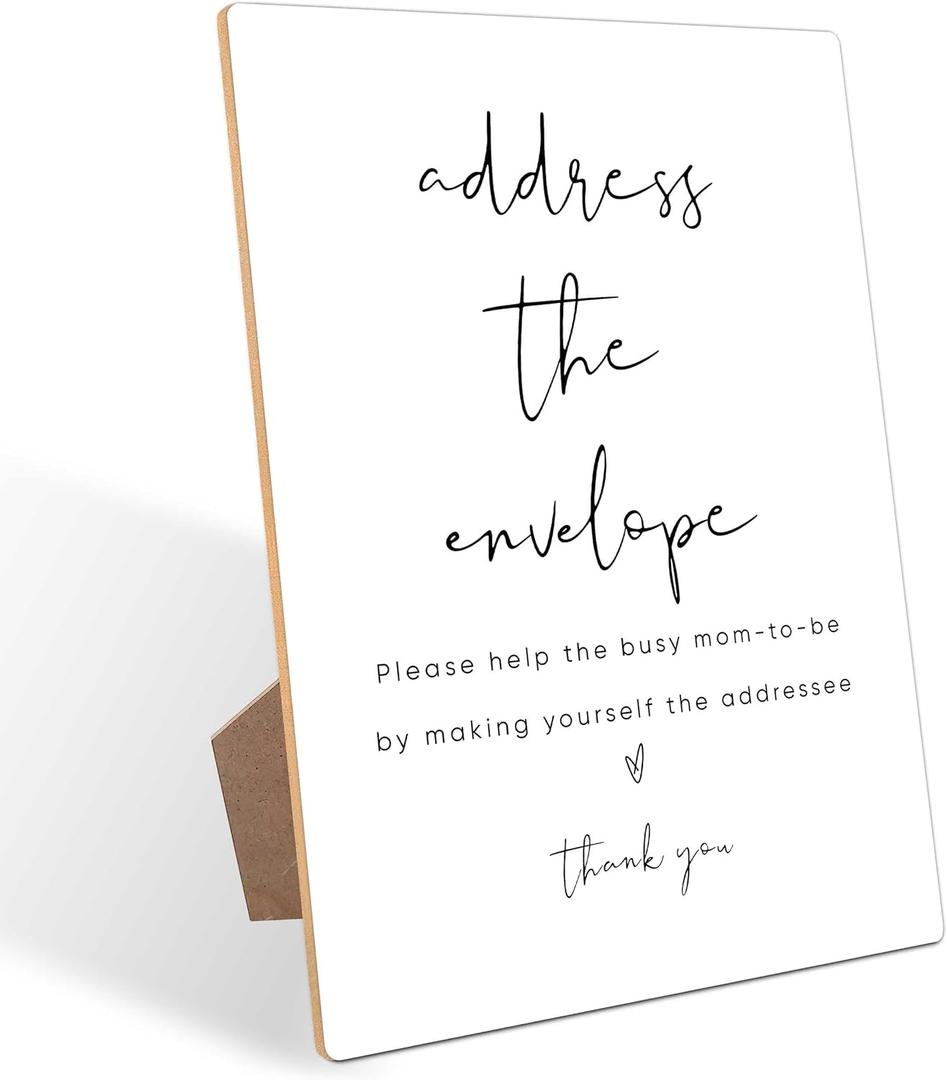 Address the Envelope Sign, Minimalist Style Wooden Sign with Stand for Gender Reveal Party, Reception and Baby Shower Activities, Party Supplies and Decorations,Gender Reveal Gifts Ideas,8