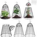 Garden Chicken Wire Cloche 6 Packs, Large Plant Protectors from Animals, 11.81" W x 15.35" H Rustproof Garden Cloches for Plants with Removable Top and Hook for Easy Pruning