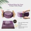 Meditation Cushion Set Zafu & Zabuton Buckwheat Hull & Memory Foam, Adjustable Floor Pillow for Yoga, Meditation & Sitting, Removable Velvet Cover (Purple)