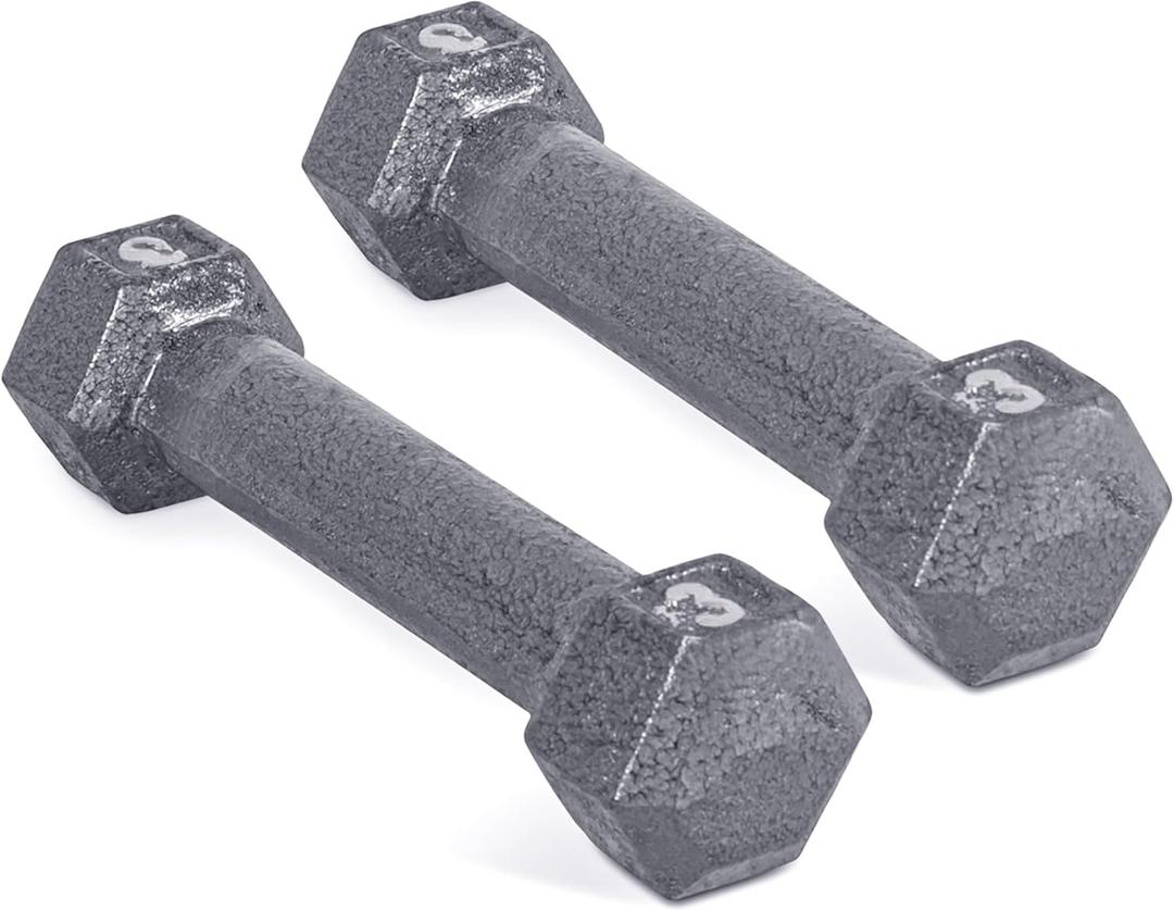 CAP Barbell Cast Iron Hex Dumbbell | Multiple Options (3 lb, Gray, Pair)