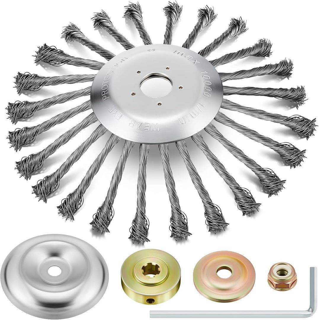 Amylove 10 Inch Wired Trimmer Head Upgraded Indestructible Weed Trimmer Blade Steel Wire Brush Cutter Trimmer Head Grass Replacement Weed Blades Unbreakable Wired Trimmer Blade for Lawn Mower