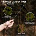 ROYTOA Triangle Hand Hoe, Heavy Duty Stainless Steel Weed Puller and Weed Remover Gardening Tool with Walnut Handle for Weeding, Soil Loosening and Cultivating