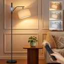 Kimjo Rechargeable Cordless Standing Floor Lamp with Linen Shade | 4000mAh Removable Battery, Remote Control, Timer, Dimming, Tall Lamp Modern for Bedroom Reading Living Room Hoom Decor