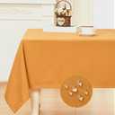 Ahomuily Rectangle Linen Textured Tablecloth Waterproof and Wrinkle Free Farmhouse Table Cloth Stain Resistant Decorative Fabric Table Cover for Dining/ Indoor/ Outdoor (Gold 60 x 144 Inch)