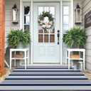 IOHOUZE Navy and White Striped Rug 4'x6' Outdoor Rugs, Washable Area Rug for Double Front Door, Large Patio Rug Outdoor Indoor, Doormat for Entryway Porch Entrance