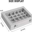 2 x Vicoter Velvet Jewelry Box 24 Grid Jewelry Ring Display Organiser Box Tray Holder Earrings Storage Case for Girls Wife Mom Women (Gray)
