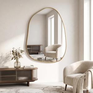 Irregular Wall Mirror Asymmetrical Mirror,22.5''x30'' Gold Mirror for Bathroom Bedroom Living Room Entryway, Decorative Modern Mirror,Wall Mounted Gold