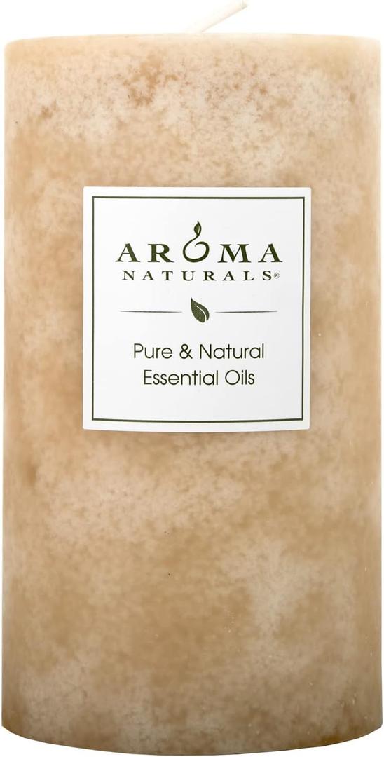 Aroma Naturals Ginger and Clove Essential Oil Beige Scented Pillar Candle, Earth, 2.75 inch x 5 inch