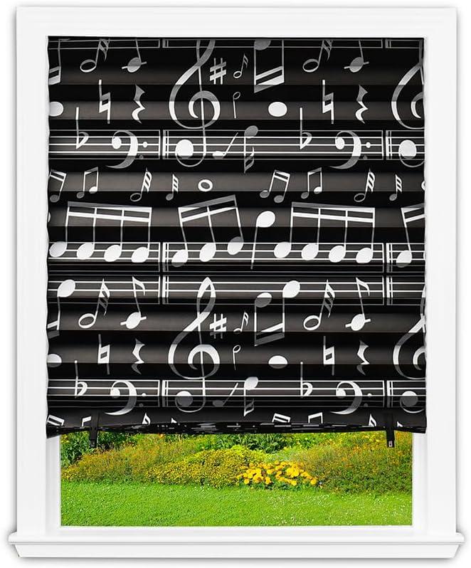 Redi Shade No Tools Original Printed Blackout Pleated Paper Shade, Music, 36" W x 72" L, 4 Pack