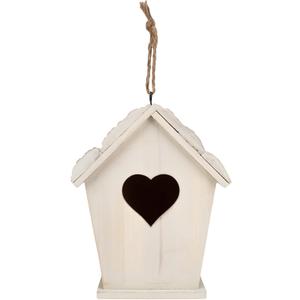 NAT & Jules Heart Cutout White 10 x 8.5 Fir Wood Hanging Bird House