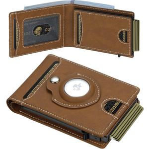 furid Airtag Wallet For Men - Smart Apple Air Tag Wallet with Airtag Holder, Rfid Pop Up Slim Minimalist Wallets,Gifts Boxed (Brown Leather J2)