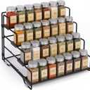 Spice Rack Organizer for Cabinet, Tiered Adjustable Spice Shelf Organization, Metal Seasoning Rack for Kitchen Countertop Cupboard Pantry, Raised Edge Anti-Slip Design for Jars and Bottles