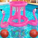 Uniqhia Pool Floats Toys Set, 2-in-1 Floating Basketball Hoops & Pool Ring Toss, Fun Summer Water Games for Kids Ages 8-12