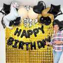 27 Pcs Black Birthday Decorations Kit  3D Foil Happy Birthday Banner, Heart & Star Mylar Balloons, Confetti Balloon Set for Boys Girls Kids Adults, Baby Shower & Anniversary Party Decor Supplies