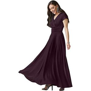KOH KOH Womens Sexy Cap Short Sleeve V-Neck Flowy Cocktail Gown, Small