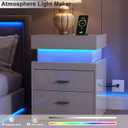 ChooChoo LED Nightstand with Charging Station and Sliding Storage, 1 Pack