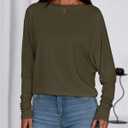 Zenlonr Long Sleeve Tops for Women Fall Fashion Outfits 2025 Crewneck Knit Basic Tee Shirts Business Casual Tops (L)