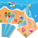 Gisgfim 3 Pcs Beach Tablecloth for Hawaiian Decorations Plastic Tablecloth Pool Surfboard Party Table Covers for Rectangle Tables Summer Birthday Party Supplies, 105 X54 Inches