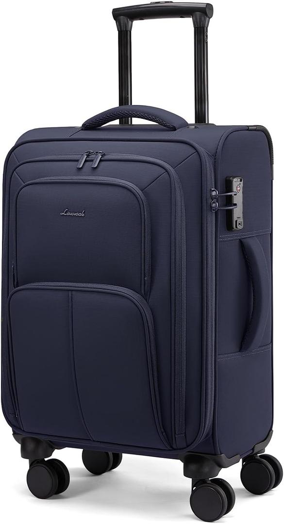 LOVEVOOK Carry On Luggage 22x14x9 Airline Approved, 22 Inch Softside Suitcases with Spinner Wheels, Lightweight Carry-on Suitcase with TSA Lock for Women Men, Large Luggage for Travel Business Trip