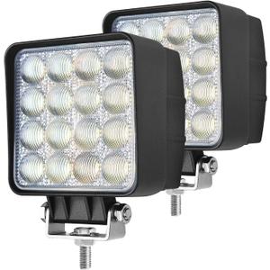 48W LED Work Lights 2PACK, 5500LM Super Bright Square LED Pods, 12V 24V Waterproof Flood Beam Driving Fog Lights for Offroad, Heavy Duty Pickup Truck, Tractor, ATV, UTV, Marine Boat