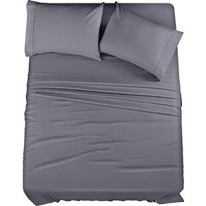 Utopia Bedding Full Sheet Set – 3 Piece Bed Sheets for Full Size Bed, Soft and Breathable Microfiber, Includes 1 Flat Sheet and 2 Pillowcases (Grey)
