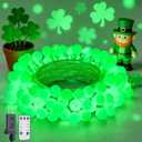 JMEXSUSS Connectable 100 LED Globe String Lights Indoor, 33ft 8 Modes Christmas String Light Plug in, Green Lights Outdoor for Room Bedroom Patio Deck Party St. Patrick's Day Decorations