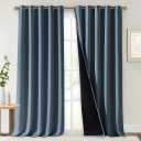 NICETOWN 100% Blackout Curtains for Windows, Pack of 2, 70" W x 108" L, Smoky Blue, Super Heavy-Duty Black Lined Total Darkness Drapes for Bedroom, Privacy Assured Window Treatment for Patio