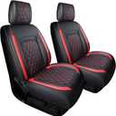 Aierxuan Jeep Wrangler JK JL Front Seat Covers Custom Fit 2/4 Door 2007-2025 Unlimited X Rubicon 392 Sahara Willys Sport High Altitude Truck Pickup Waterproof Leather(2 PCS Front/Black-Red)