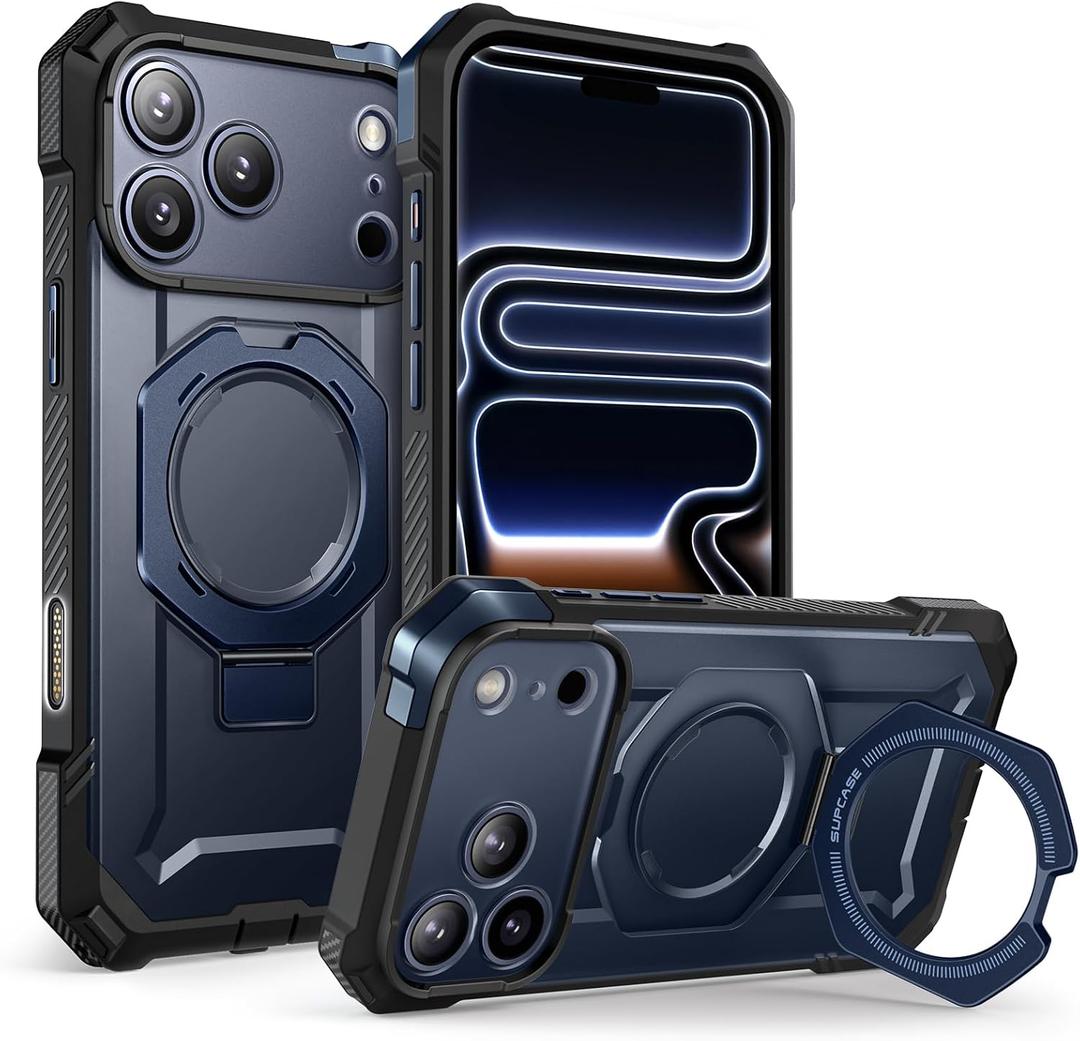 SUPCASE for iPhone 17 Pro Max Case with Kickstand (Unicorn Beetle Grip), [Camera Control Cover] [Compatible with MagSafe] [Military-Grade Drop Protection] Heavy Duty Magnetic Phone Case, Azure