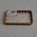 YANGQIHOME Jewelry Tray, Rattan Jewelry Organizer with White Leaf Base  Decorative Jewelry Organizer Dish for Rings, Watches, Keys  Ideal for Bedroom, Living Room, Entryway, Natural
