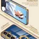 3 x Dretal for Samsung Galaxy A36 5G Case, Galaxy A36 5G Case with Screen Protector, 360 Rotatable Ring Holder Magnetic Kickstand,Plated Gold Edge Slim Soft TPU Protective Phone Cover (Blue, ZH)