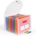 White Accordion File Organizer 13 Pocket Expanding File Folders Monthly Bill Receipt Tax Organizer, Letter A4 Size Documents Holder with Tabs for Work,Back to School,Home,Office