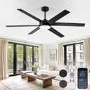 Fanbulous 60 Inch Ceiling Fans with Lights and Remote, Reversible 6 Blades & Dimmable 3-Color Outdoor Ceiling Fans for Patios, DC Motor Large Ceiling Fan for Indoor or Covered Outdoor-Black