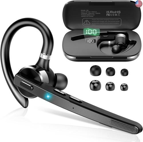 Bluetooth Headset, Wireless Bluetooth 5.3 Earpiece, 90Hrs Hands Free Headset with APTX HD Audio & Mute Button, Dual Noise Cancelling Mics, Single-Ear Headphone for Trucker/Business/Office/Gym