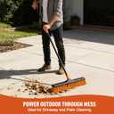 CLEANHOME 24”Push Broom Brush for Floor Cleaning with 65” Long Handle and Stiff Bristles, Heavy Duty Brush for Shop, Deck, Garage, Concrete,Indoor and Outdoor Broom,Orange