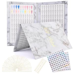 160 Color Nail Display Book with 240 Nail Tips and 1-200 Numbered Labels, Easy to Install, Removable Design, Portable Book Style, Space-Saving for Nail Art