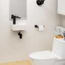 KES Floating Sink, Small Mini Vessel Sink Bathroom 12" X 7" for Tiny Bathrooms Wall Mount Sink Left Hand (Sink Only) White, BWS100L
