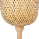 Arturesthome Large Bamboo Weaving Table Lamp with Wooden Base Eye-Caring Bedside Night Light,Wicker Table Lamp Rustic Desk Lamp for Kids Room,Home Decor (25CM*58CM)