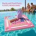 Floating Mahjong Table for Pool,32×32in Pool Float Game Board for Mahjong Poker Dominoes,Hot Tub Float Table with Tile Racks and Cup Holders for Adults,Summer Pool Party Accessories (Pink Lemon), 31.5 x 31.5 x 2.0 inches