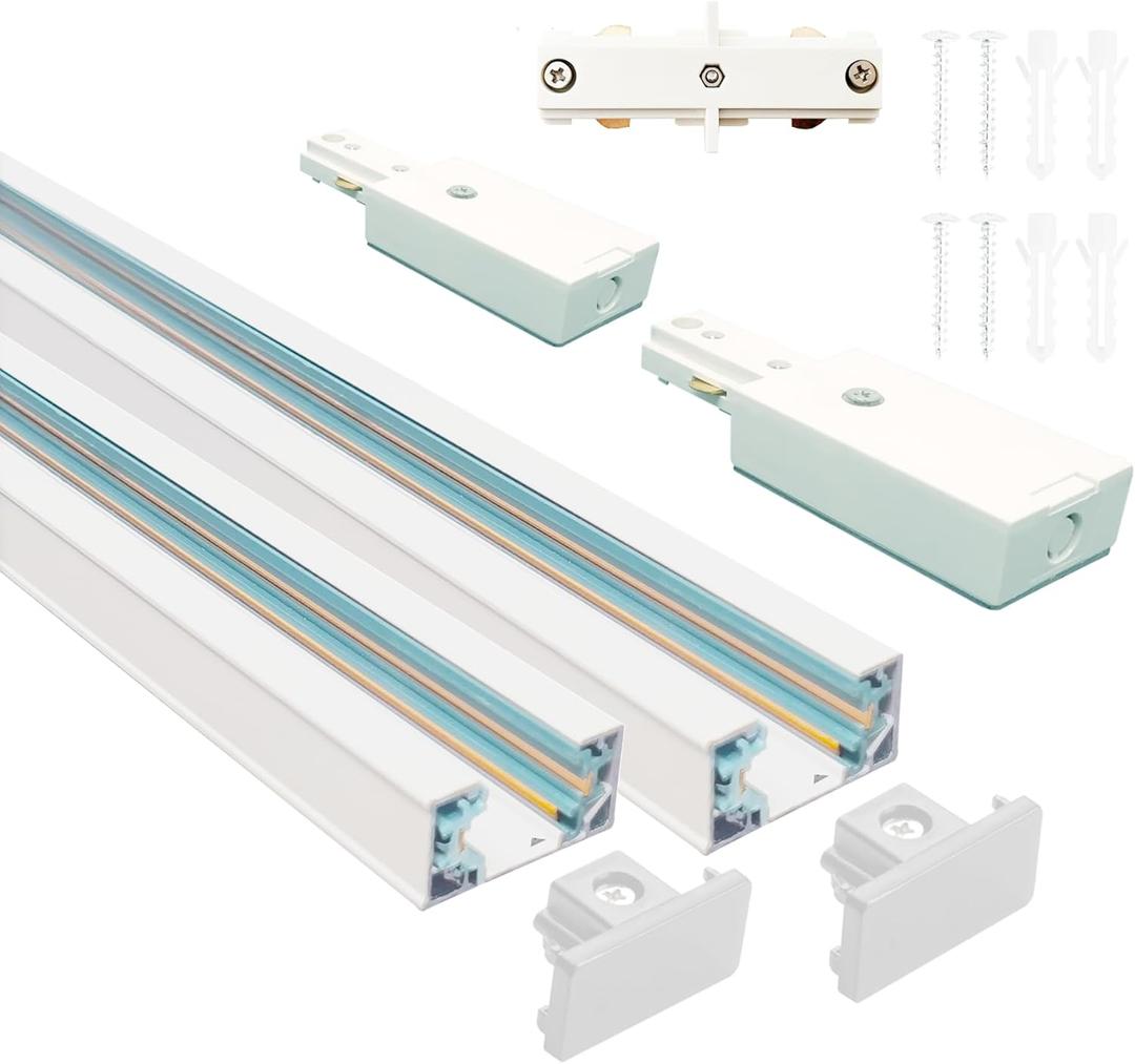 H Track 120V 3 Feet H 3-Wire Track, with mounting Accessories, Single Circuit,White