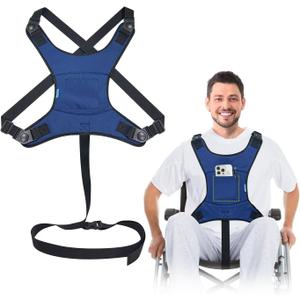 AOSSA Wheelchair Harness, Safety Belt for Elderly Fall Prevention, Wheelchair Seatbelt Restraints for Dementia Patients, Disabled, Wheel Chair Vest, Adjustable Torso Support Straps Prevent Sliding (Navy Blue)