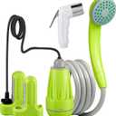 KEDSUM Portable Shower, Portable Camp Shower Pump with Rechargeable Battery, Portable Shower for Camping, Portable Outdoor Shower Head for Camping, Hiking, Traveling(+ Handheld Sprayer) (Green-2 Batteries)