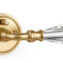 1 Pack Gold Glass Door Lever Privacy Crystal Door Levers Satin Brass Door Lever Interior Brushed Gold Door Handle for Bedroom and Bathroom,Zinc Alloy