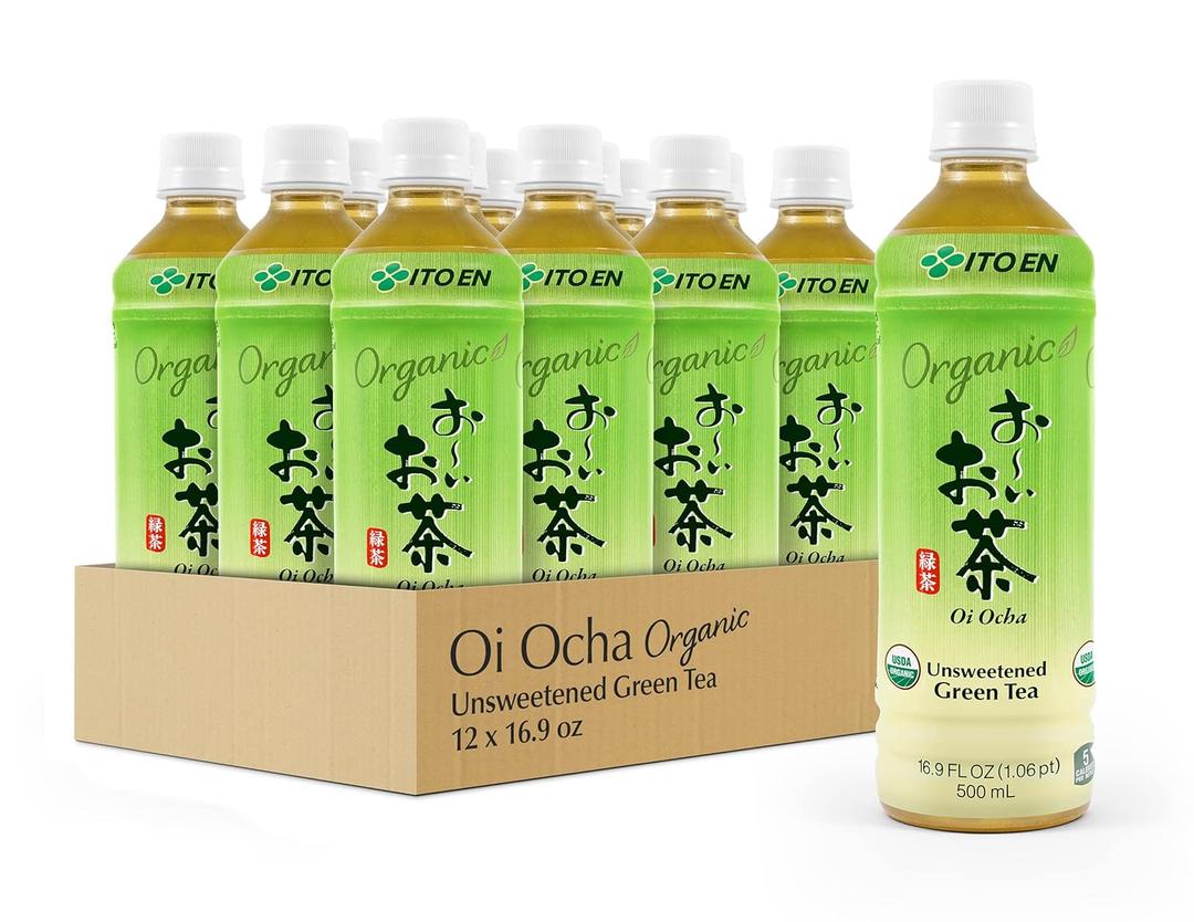 Ito En Organic Oi Ocha Unsweetened Green Tea, 16.9 Ounce (Pack of 12), Zero Calories (EXP 02/28/27)