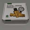 RVGUARD RV Water Pressure Regulator Valve, Brass Lead-Free Adjustable Water Pressure Reducer with Gauge and Inlet Screen Filter for RV Camper Travel Trailer