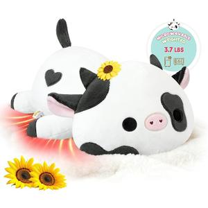 Onsoyours Original Weighted & Heatable Sunflower Cow Stuffed Animals, 3.7 lbs Microwavable Plushies for Stress Relief  20 inch Large Comfort Soft Plush Toys for Kids & Adults