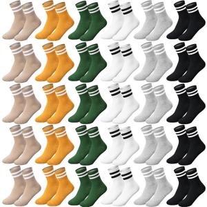 Foaincore 30 Pairs Womens Crew Socks Size 9-11 Bulk Athletic Cotton Socks Ankle Elastic Lightweight Accessories (Medium, Modern Colors)