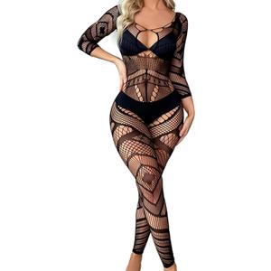 Eagerlove Women Fishnet Bodystocking Lingerie Bodysuit One Piece Mesh Badydoll Jumpsuit Soft Nightwear Club Outfits Black One Size