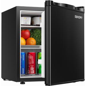 EUHOMY 1.7 Cu.Ft Mini Fridge, Reversible Single Door Compact Refrigerator, Adjustable Thermostat, Energy Saving, Mini Fridge for Bedroom, Office, Dorm, Black